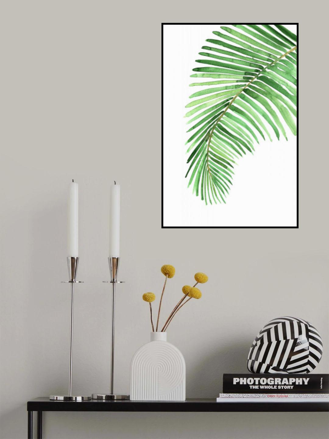 Palm leaf in loose watercolor Poster och Canvastavla