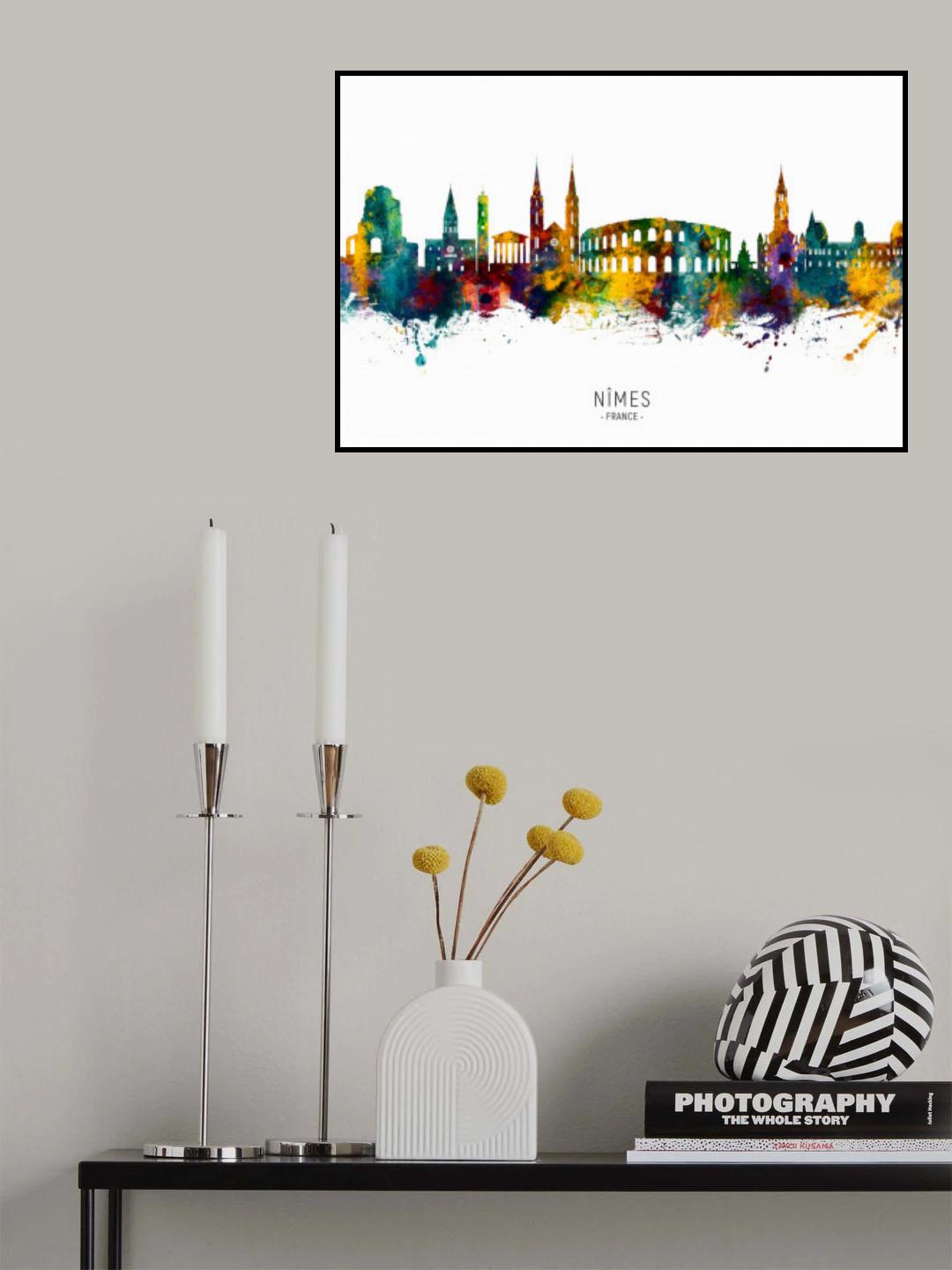 Nîmes France Skyline Poster och Canvastavla