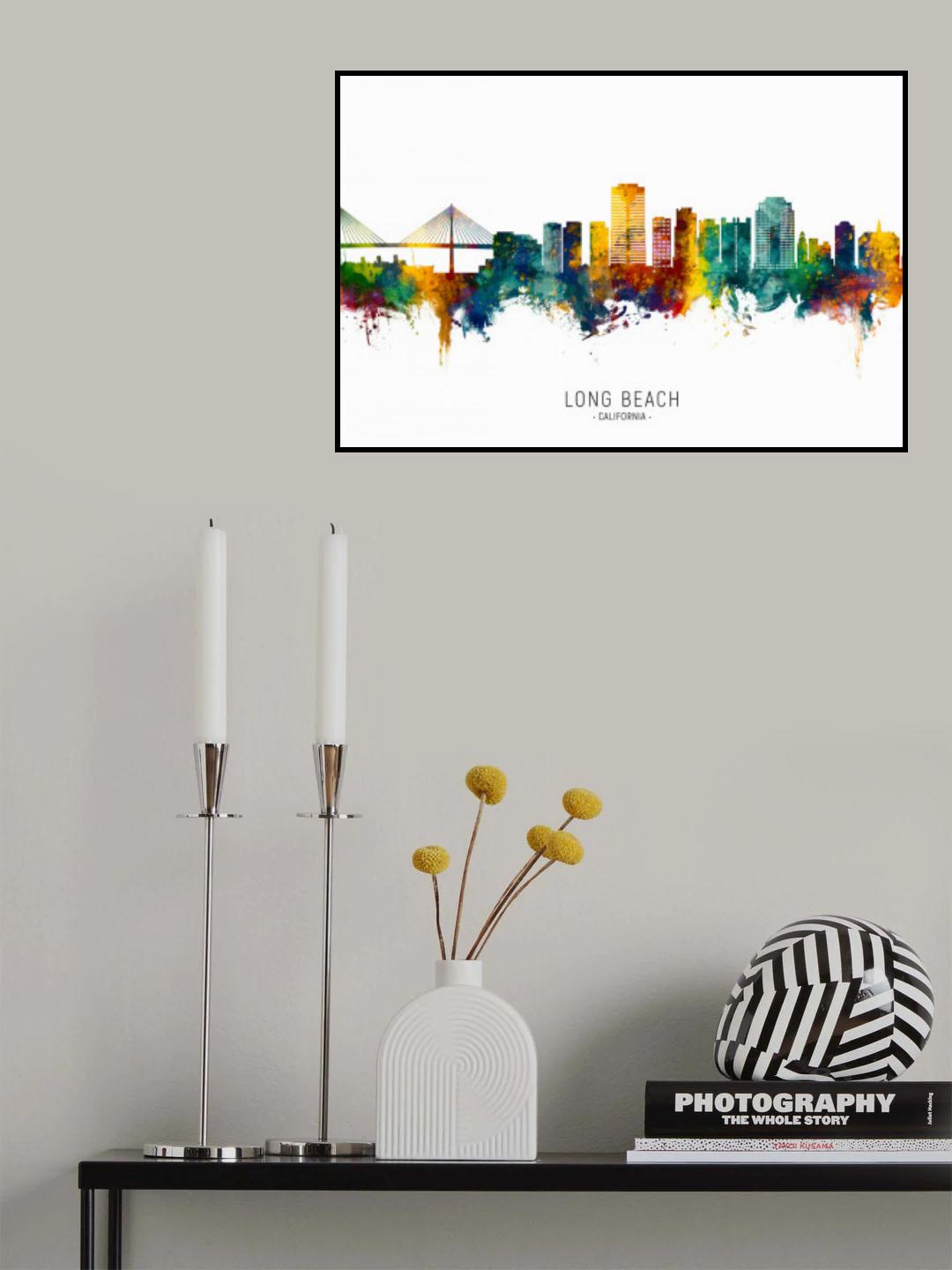 Long Beach California Skyline Poster och Canvastavla