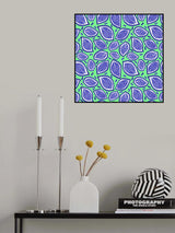 Scattered Leaves Polka Dot Navy On Green Poster och Canvastavla