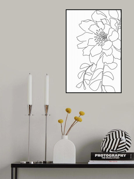 Loli peony line art Poster och Canvastavla