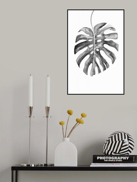 BW monstera leaf Poster och Canvastavla