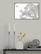 Gray watercolor Europe map Poster och Canvastavla