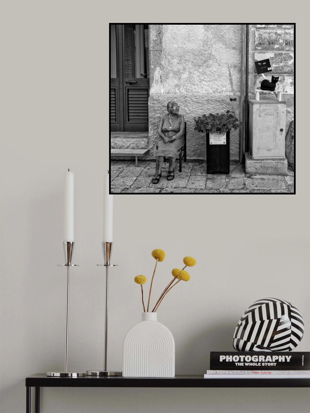 The black cat and the old lady Poster och Canvastavla