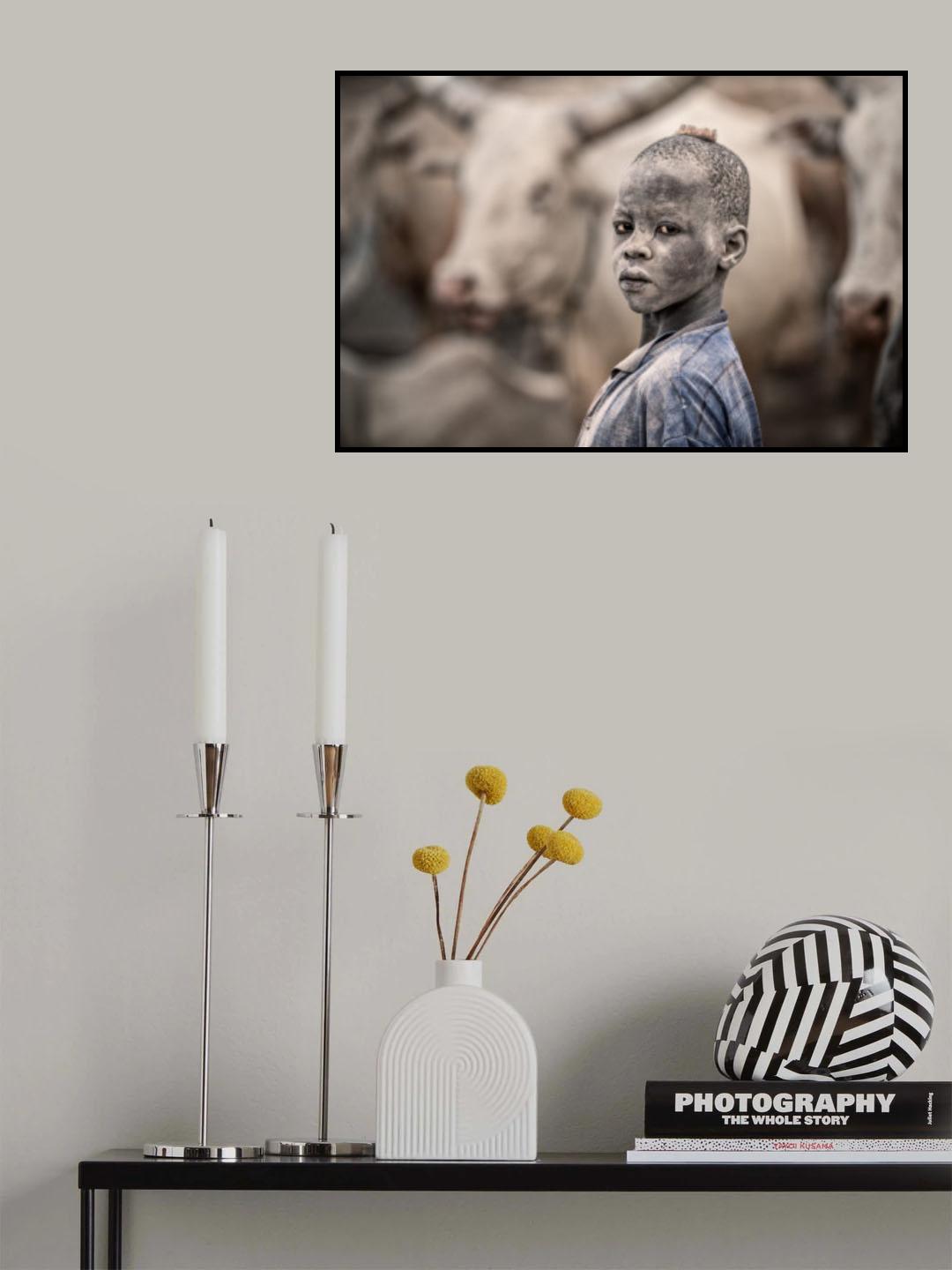 Young Mundari herder Poster och Canvastavla
