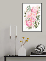 Begonia pink ranunculus bouquet Poster och Canvastavla