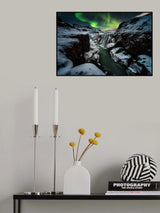 Full moon in Gullfoss Poster och Canvastavla