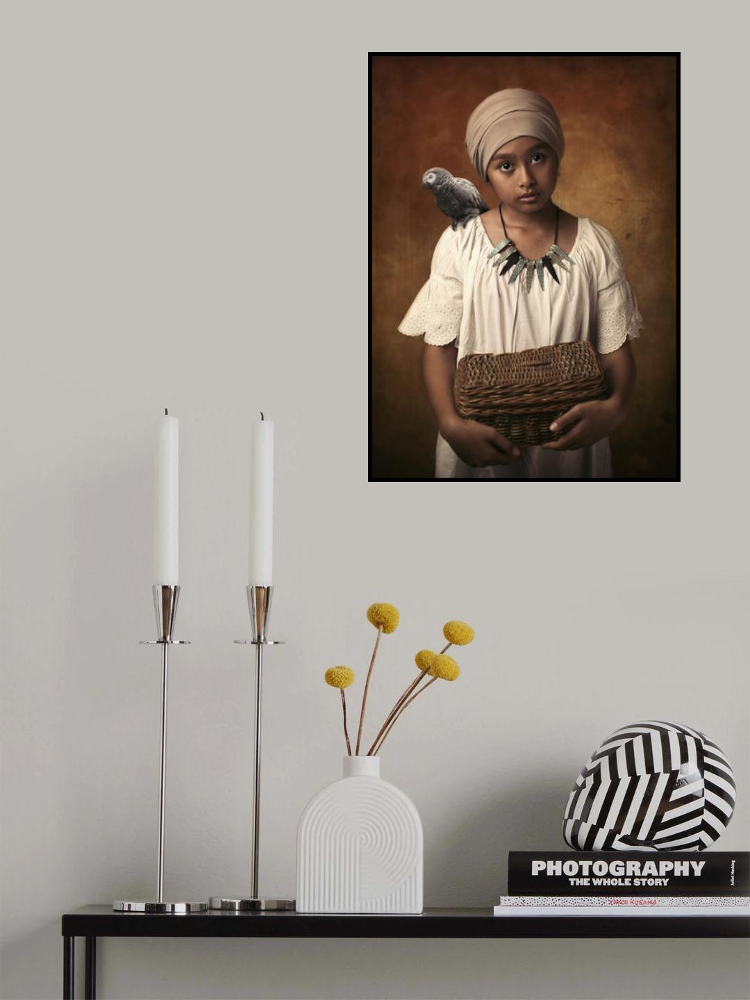She and her little parrot Poster och Canvastavla
