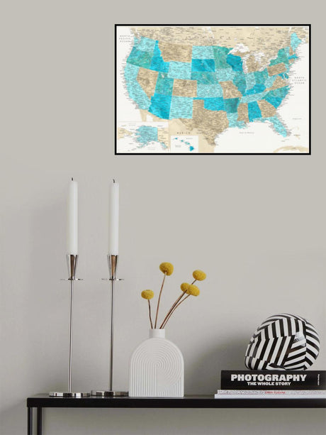 Highly detailed map of the United States, Uxia Poster och Canvastavla