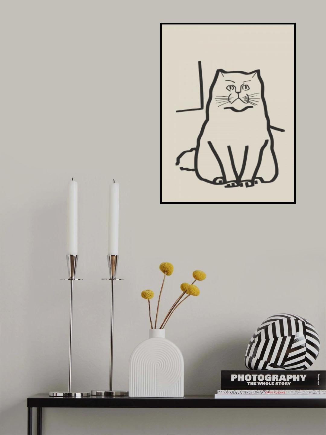 Line Art Cat Drawing 7 Poster och Canvastavla