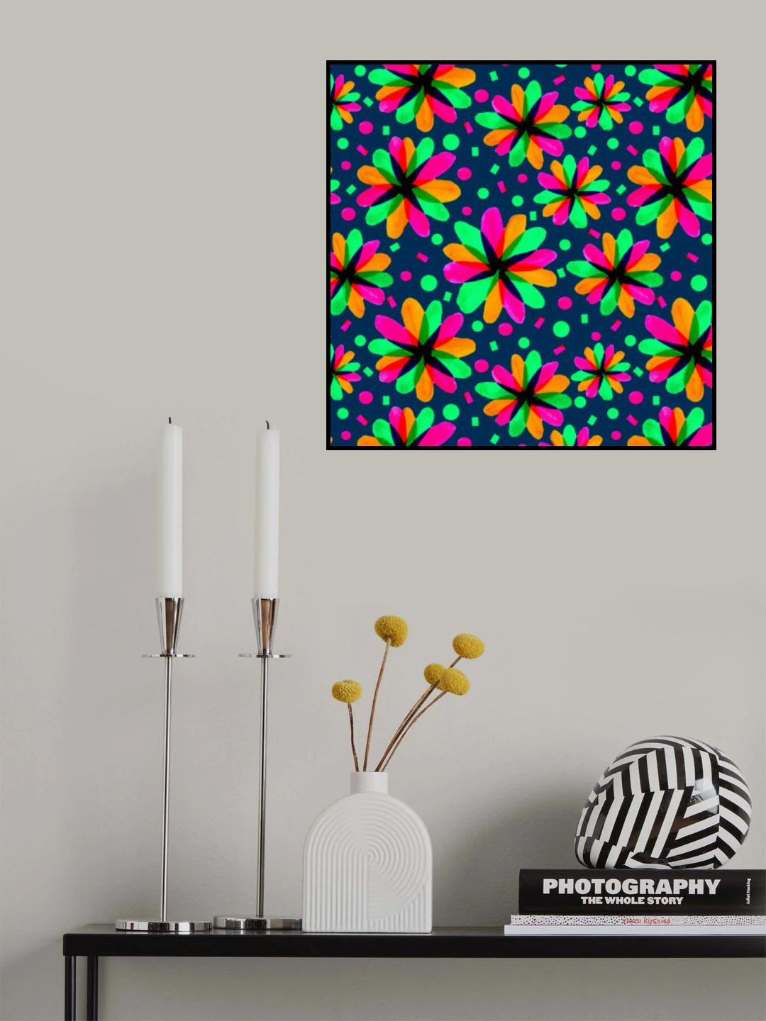 Multicolor On Navy Floral Hue Poster och Canvastavla