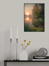 Foggy fall lake Poster och Canvastavla