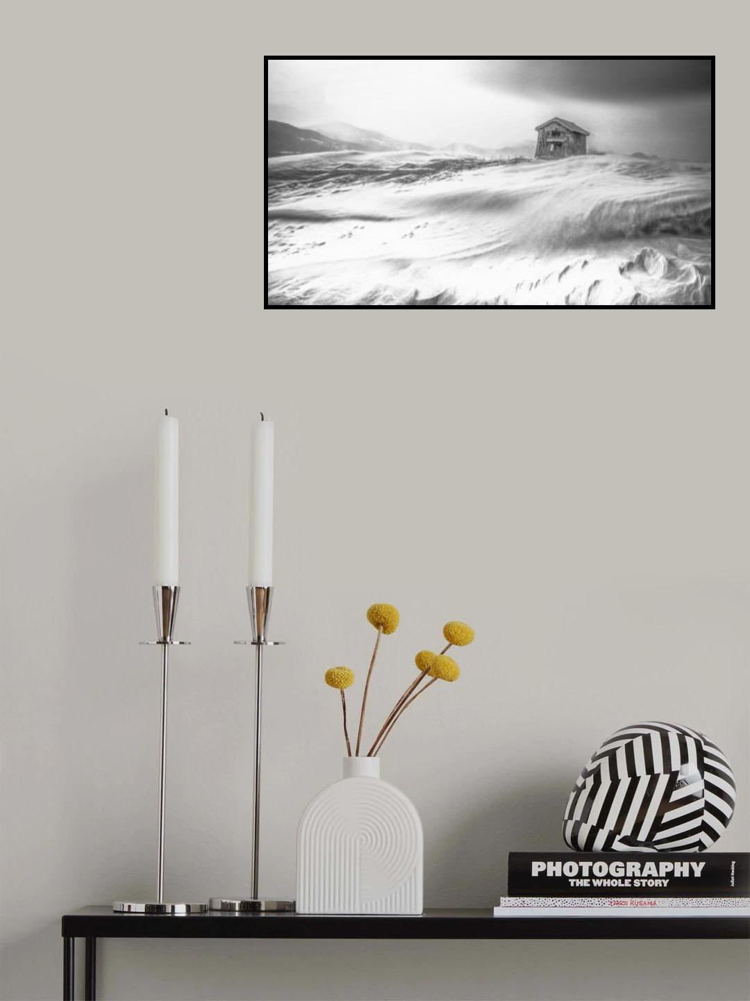 A hut in snowy blizzard Poster och Canvastavla