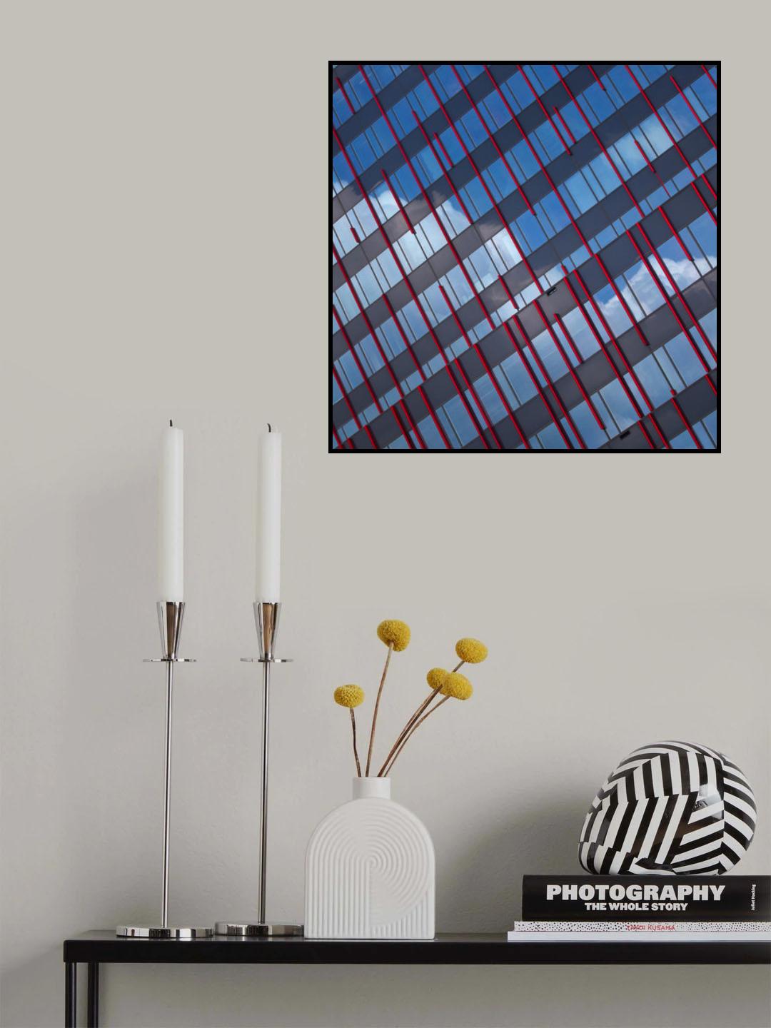 Red stripes in blue Poster och Canvastavla