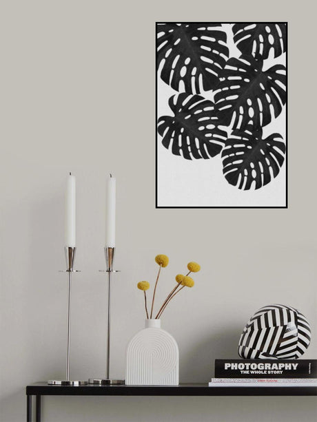 Monstera Leaf Black & White I Poster och Canvastavla
