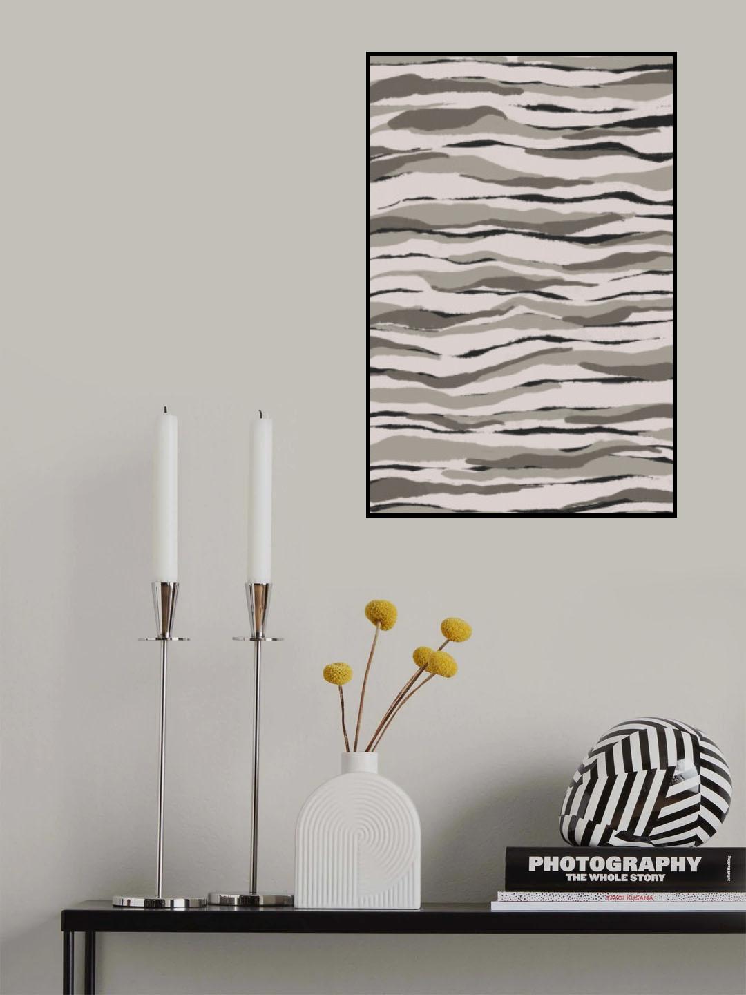 Grey And Beige Waves Poster och Canvastavla