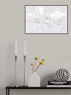 Detailed world map with cities, Siv Poster och Canvastavla