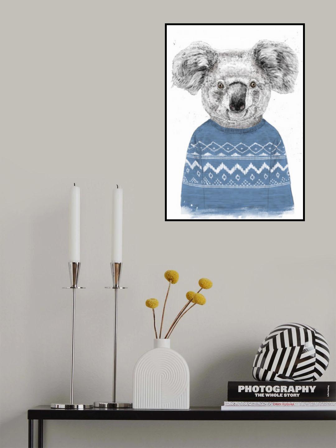Winter koala (blue) Poster och Canvastavla