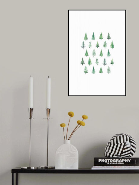 Little watercolor Christmas trees Poster och Canvastavla