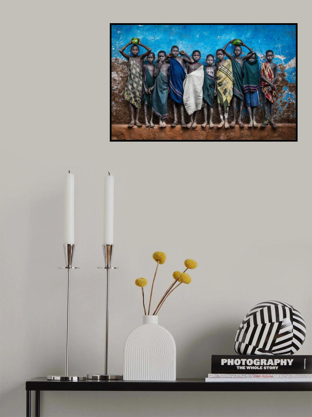 Surma tribe children posing for the picture - Ethiopia Poster och Canvastavla