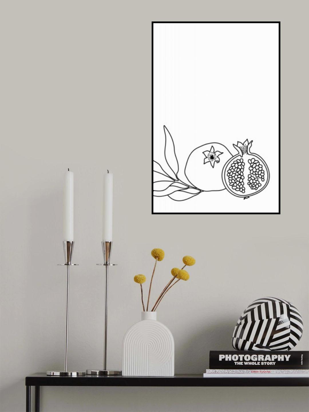 Pomegranate line art Poster och Canvastavla