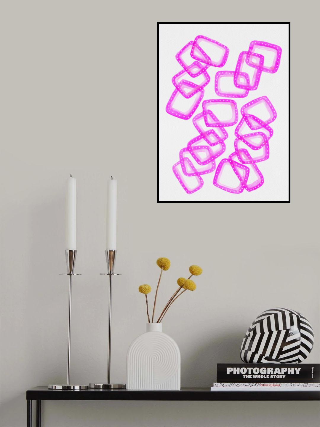 Pink Rectangle Chain Poster och Canvastavla