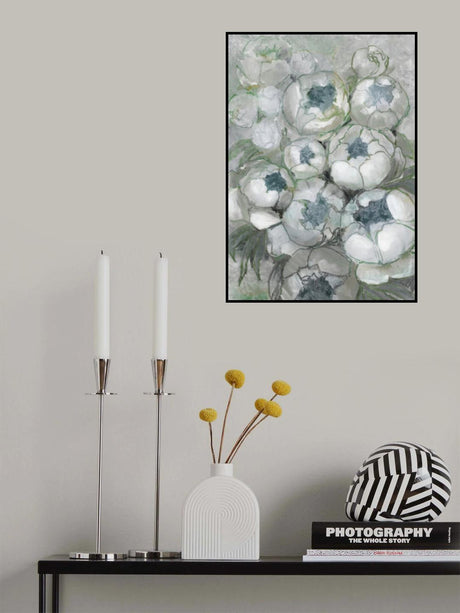 Nuria bouquet of peonies in teal and green Poster och Canvastavla