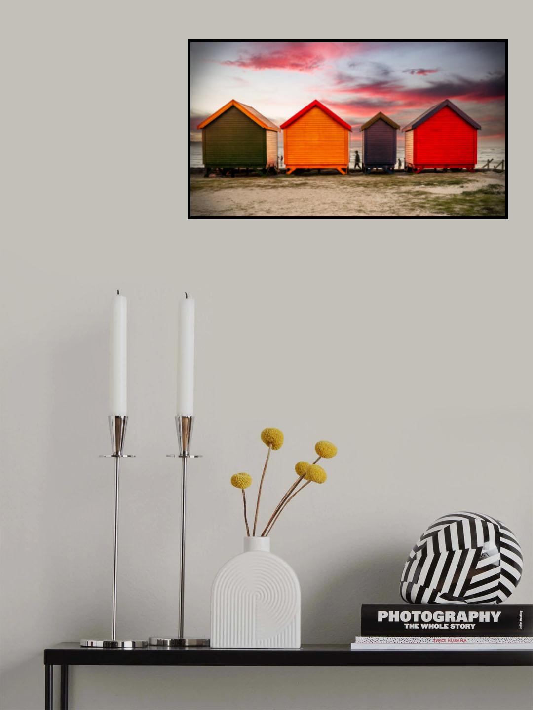 Victorian Beach Huts Poster och Canvastavla