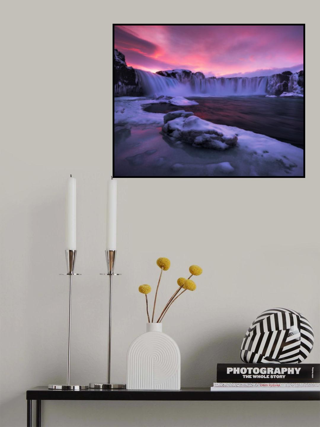 Godafoss Dramatic Evening Poster och Canvastavla