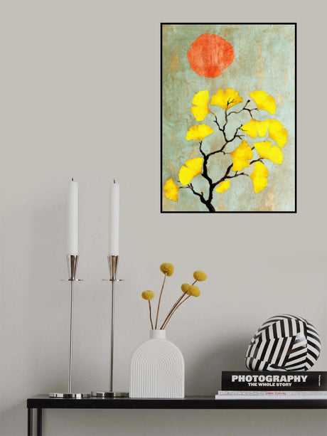 Ginko biloba and sun Poster och Canvastavla