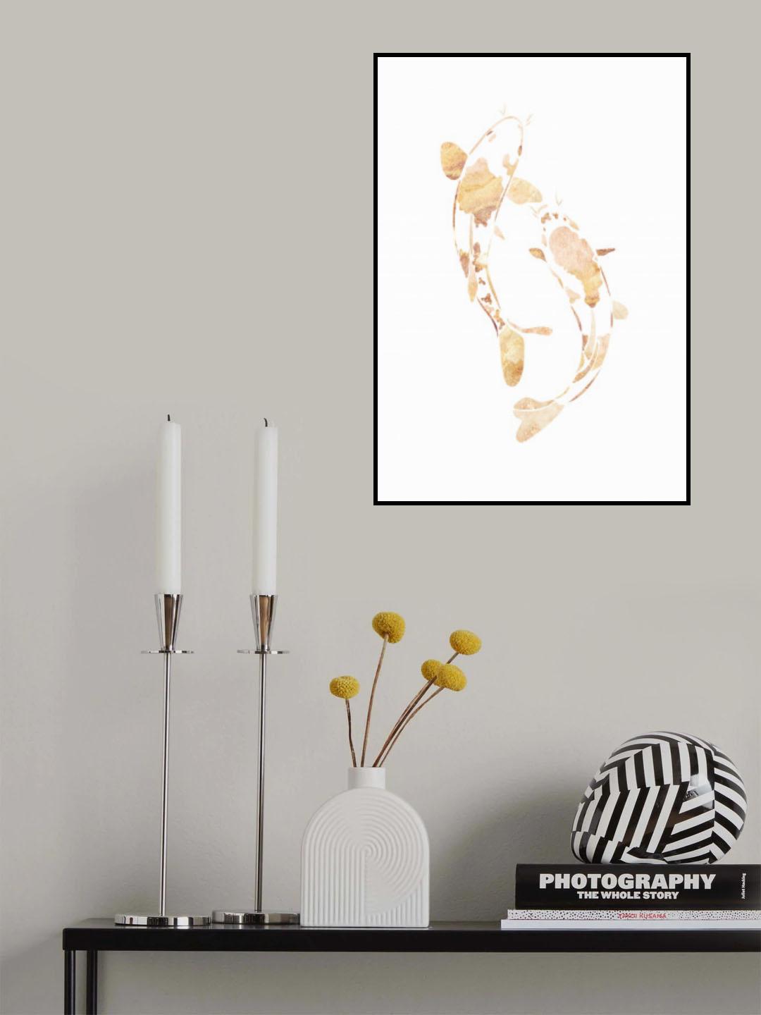 Gold koi fish silhouettes Poster och Canvastavla