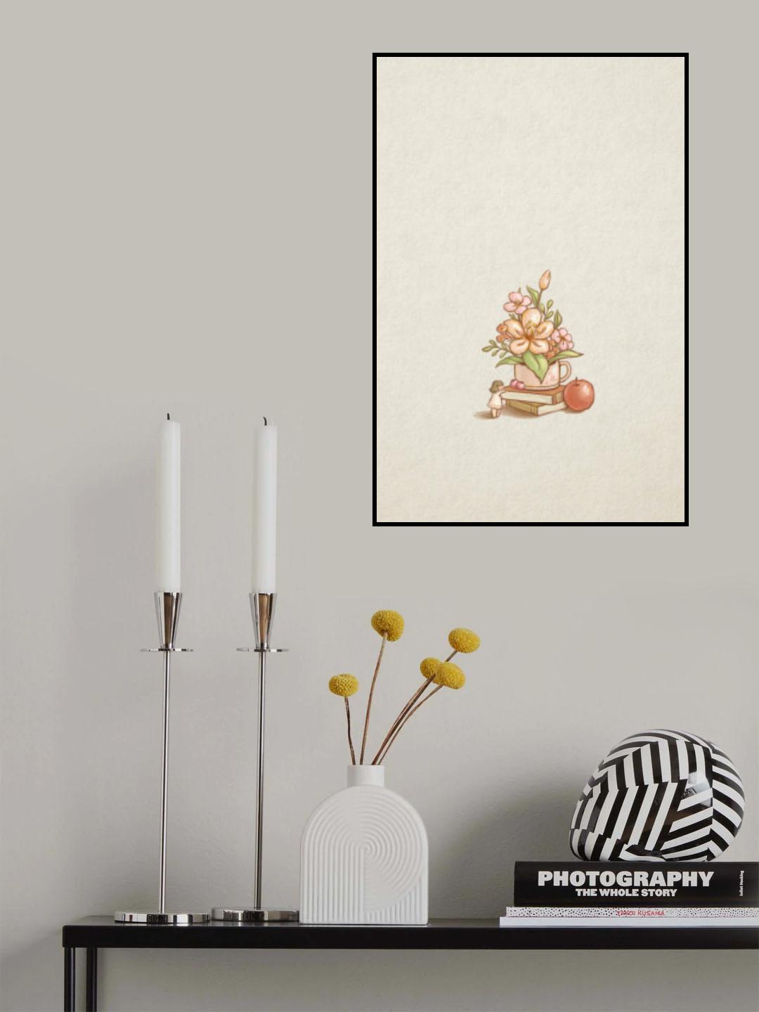 Flowers And Books Poster och Canvastavla