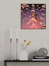 Pink UFO Fever Dream Collage Art Poster och Canvastavla