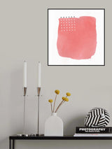 Abstract Pink Watercolor Brushstroke With Black and White Polka Dots Poster och Canvastavla