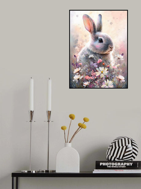 Rabbit and Flowers 2 Poster och Canvastavla