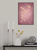 Pink Flying Cranes Poster och Canvastavla