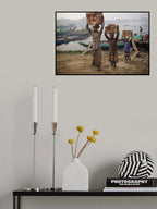 transporting bricks at Biruganga riverbank Poster och Canvastavla