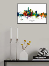 Des Moines Iowa Skyline Poster och Canvastavla