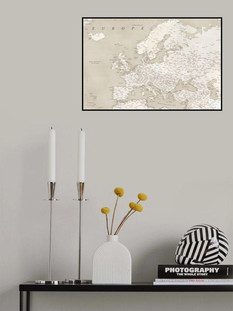 Vintage looking detailed map of Europe Poster och Canvastavla