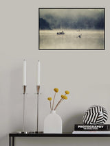 Boating in the misty lake Poster och Canvastavla