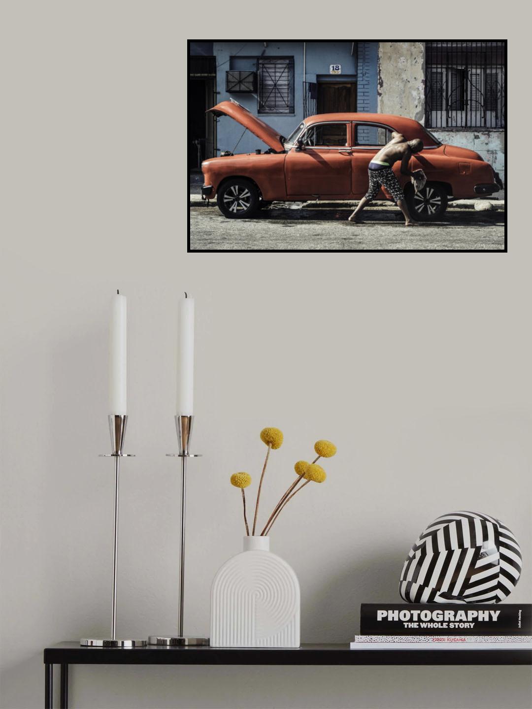 Washing a Car Poster och Canvastavla