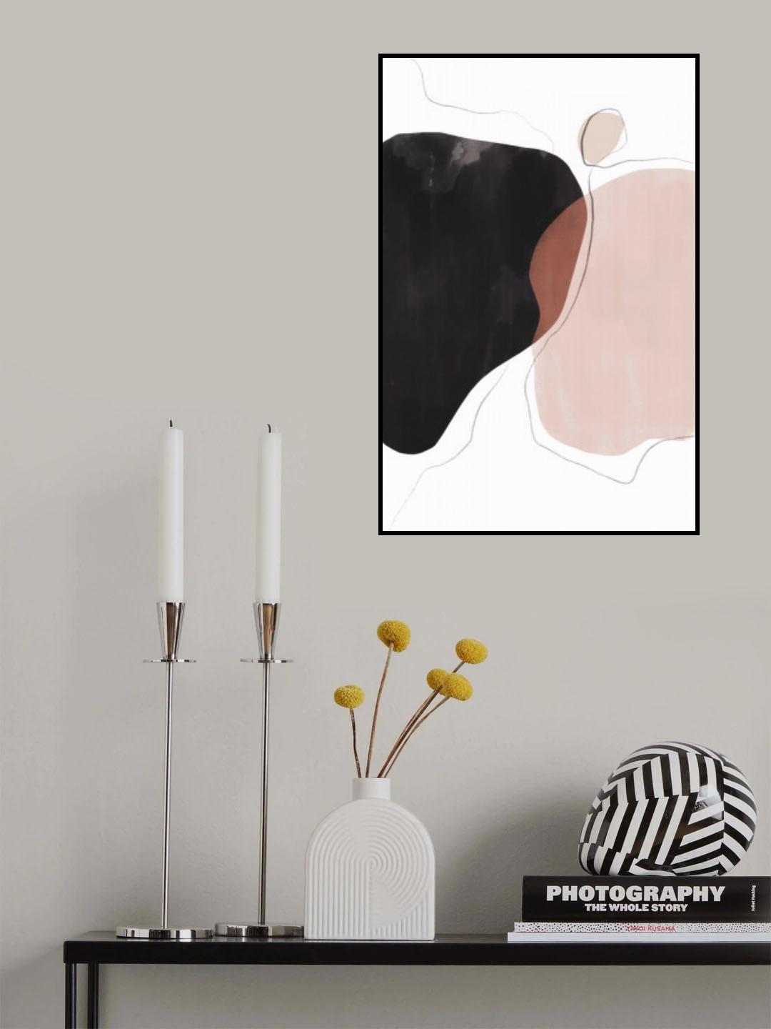 Black Pink Abstract Art Poster och Canvastavla