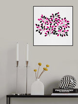 Leaf Sprig Pink Black Poster och Canvastavla