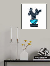 Cactus 1 Desert Plant Blue Black Poster och Canvastavla