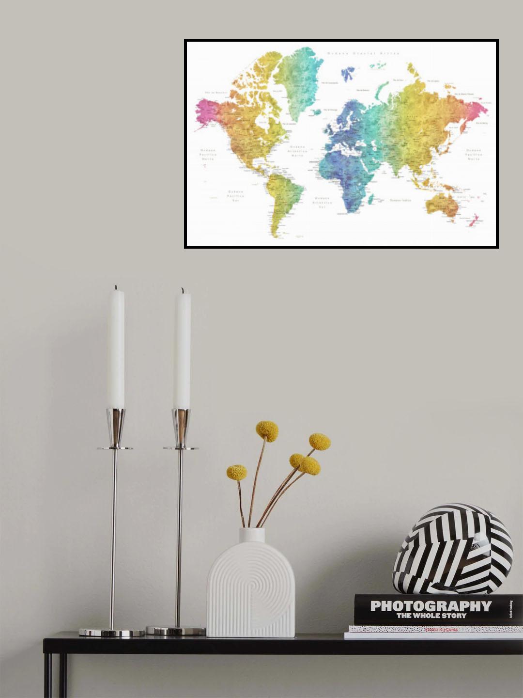 Jude world map in Spanish Poster och Canvastavla