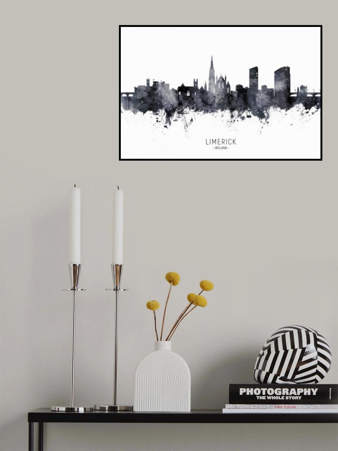 Limerick Ireland Skyline Poster och Canvastavla
