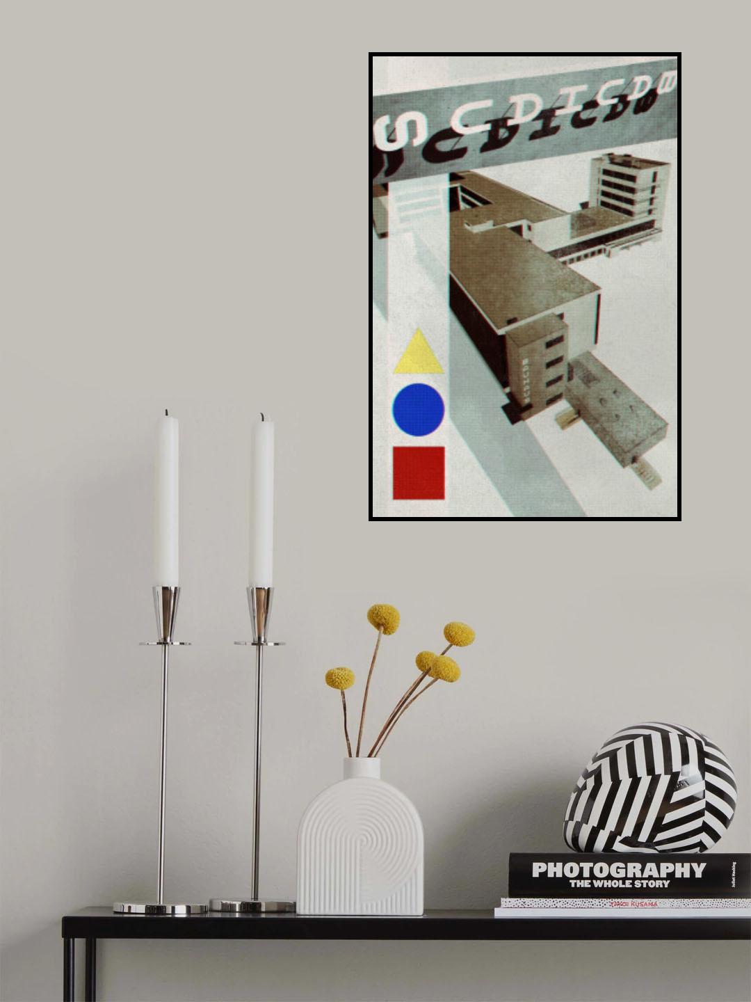 Bauhaus Dessau architecture in vintage magazine style III Poster och Canvastavla