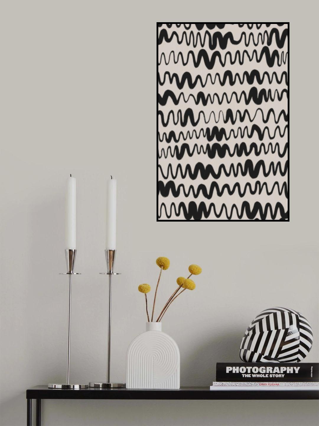 Black Waves Pattern Poster och Canvastavla