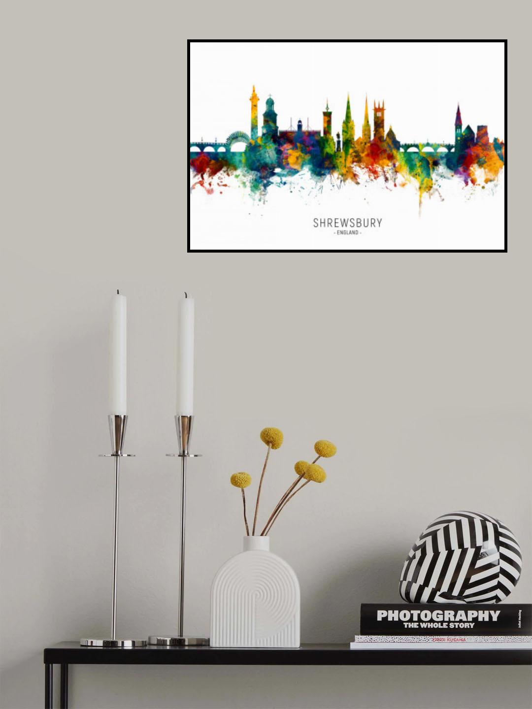 Shrewsbury England Skyline Poster och Canvastavla
