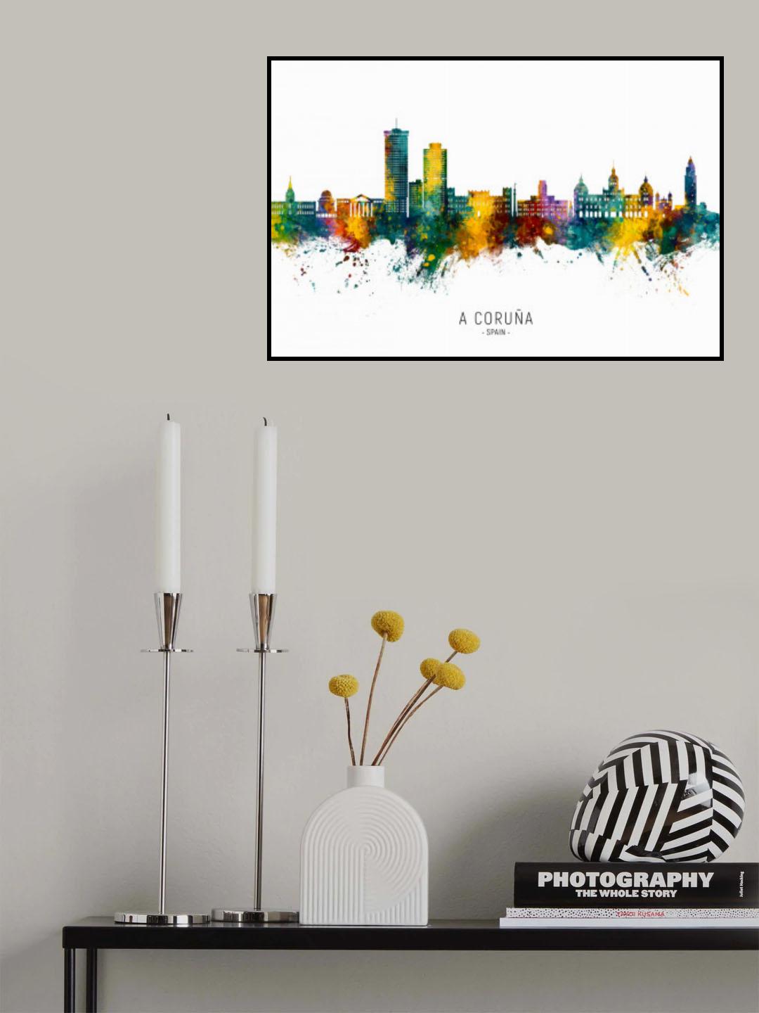 A Coruña Spain Skyline Poster och Canvastavla